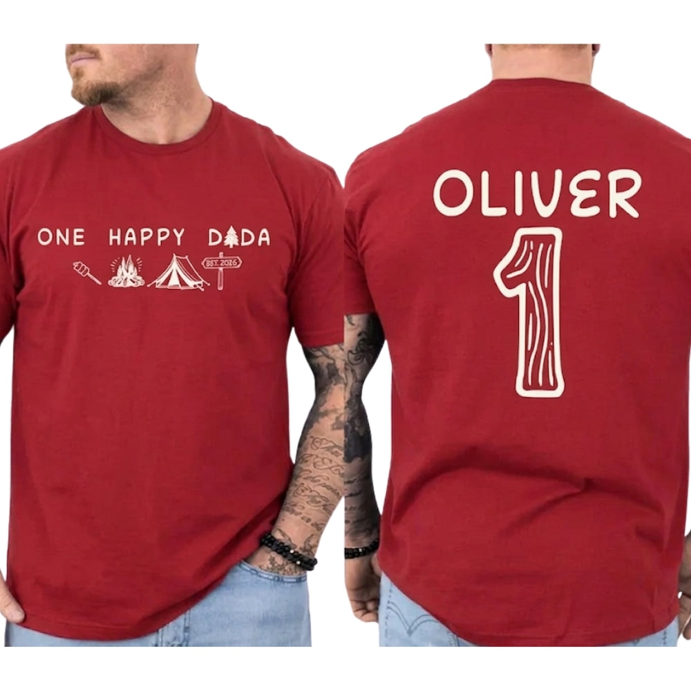 One Happy Camper Custom 1st Birthday Family Matching T Shirt, Custom Family Camping First Birthday Shirts ET0881