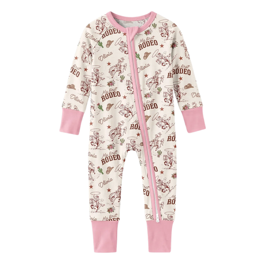 My First Rodeo Custom First Birthday Baby Romper Convertible Zippy, Custom Wetern 1st Birthday Baby Convertible Romper BB0889