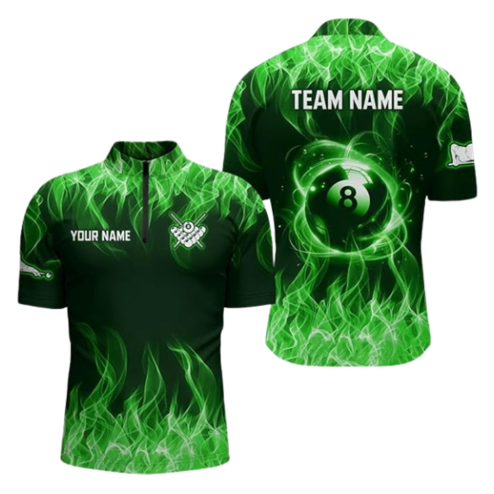 Custom Blue Flame 8 Ball Jersey For Mens, Custom Flame Billiard Team Shirts BIZ0261