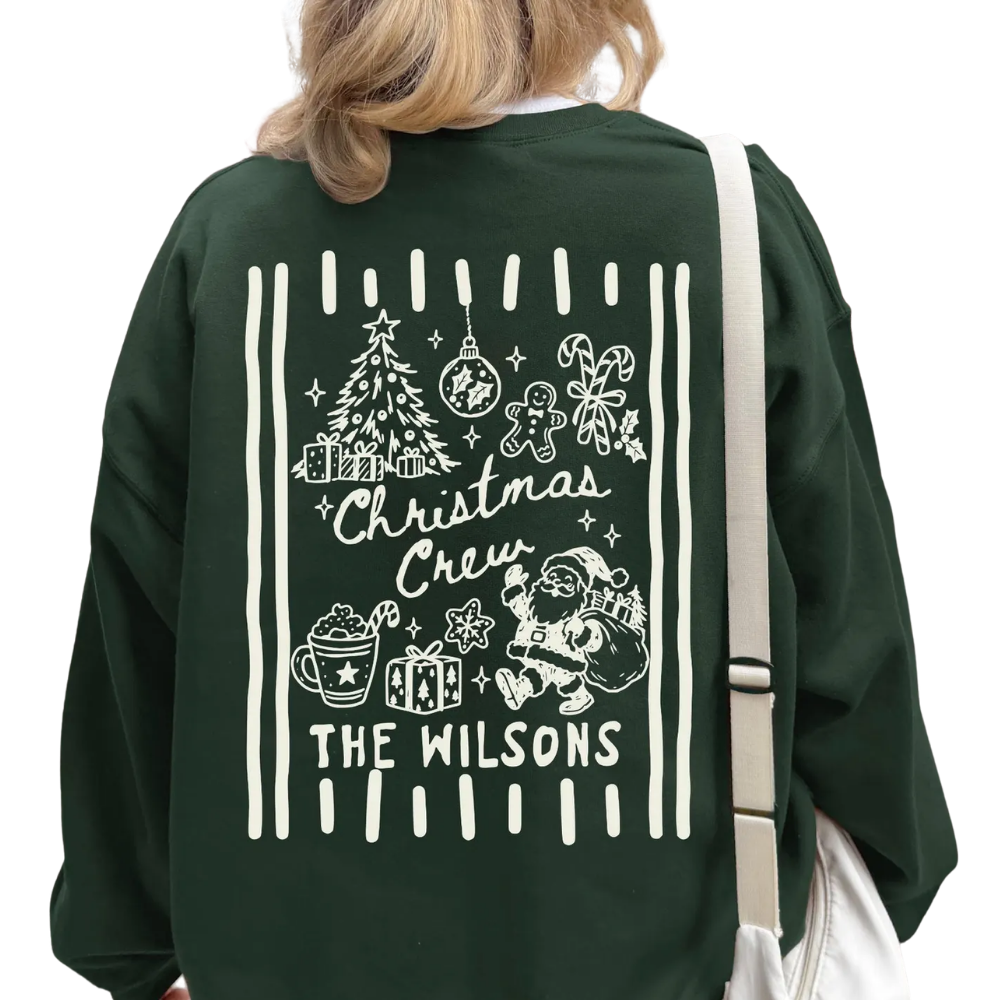 Christmas Crew Custom Family Name Matching Sweatshirt, Custom Christmas Sweashirt For Family ET1676