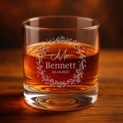 Personalized Wedding Bride And Groom Wine Whiskey Glasses, Personalised Wedding Glass Set WD0021