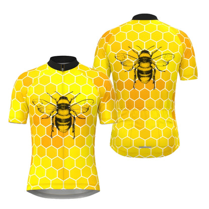 Bee Yellow Cycling Short Sleeve Jersey For Men, Men's Bee Cycling Jerseys CZ0073