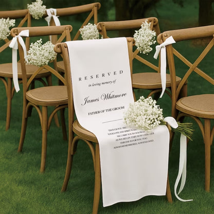 Reserved In Loving Memory Of Father Of The Groom Custom Wedding Sign Chair, Custom Memorial Sign Chair WD0326