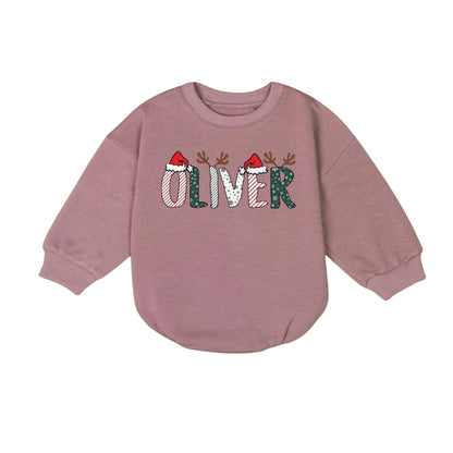 Custom Name Baby Christmas Romper Sweatshirt, Personalized Christmas Baby Romper Sweatshirt BB0204