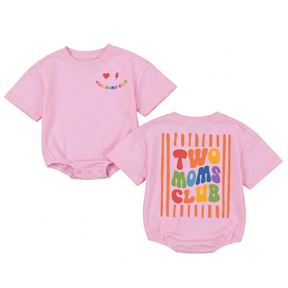 Two Moms Club Baby T Shirt Romper, LGBTQ+ Baby Romper BB0203
