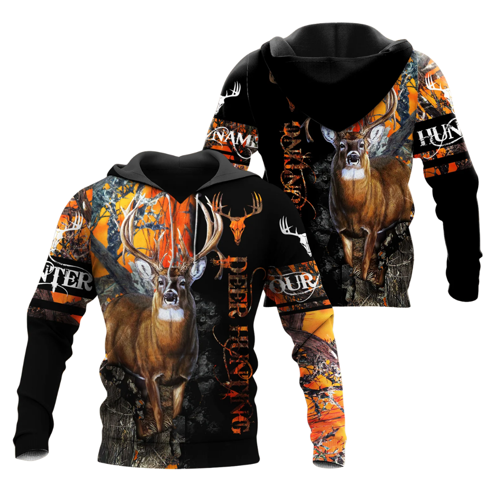 Deer Hunting Personalized Name Camo Forest 3D Hoodie, Custom Hunting Lover Hoodie 2D1268