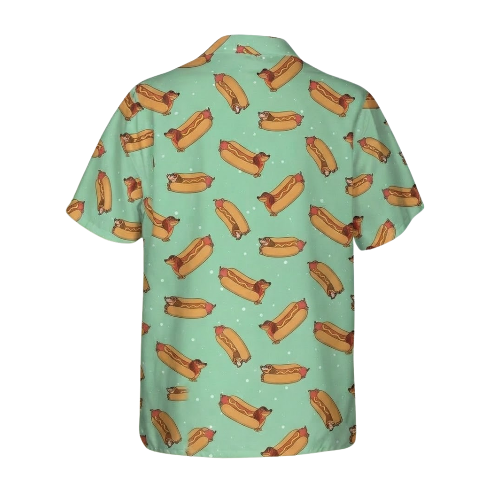 Funny Hot Dog Mint Hawaiian Shirt Women Men, Hot Dog Hawaiian Shirts HE0526