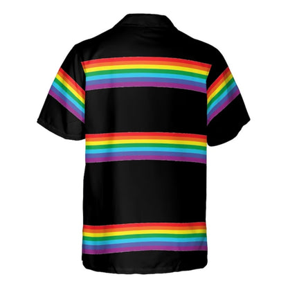 Rainbow Flag Black Hawaiian Shirt For Men And Women, LGBTQ Pride Month Hawaiian Shirt With Pocket HE0403