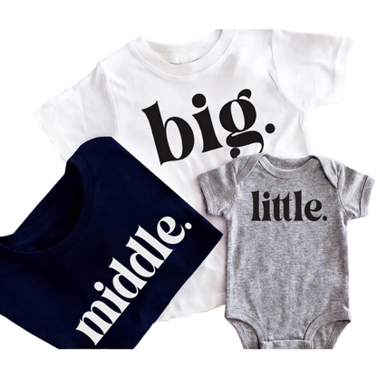 Big Middle Little Littlest Matching Sibling T Shirt, Baby Reveal Sibling Shirts For Family ET1261