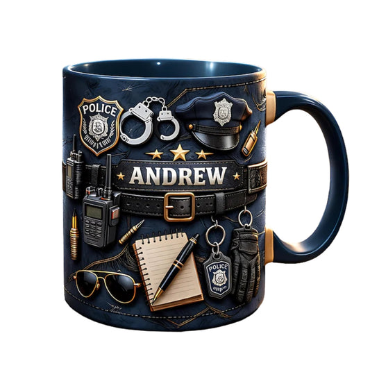 Custom Name Police Coffee Mug 3D Printed, Personalized Police Officers Mug ET0063