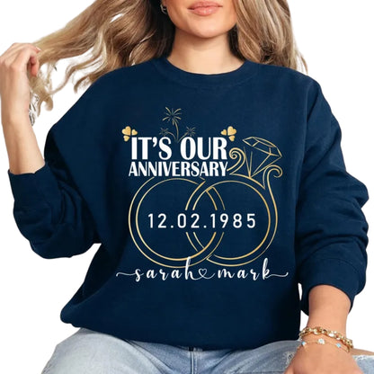 It's Our Anniversary Custom Husband And Wife Matching T Shirts, Personalized Wedding Anniversary Couple Shirts ET0911