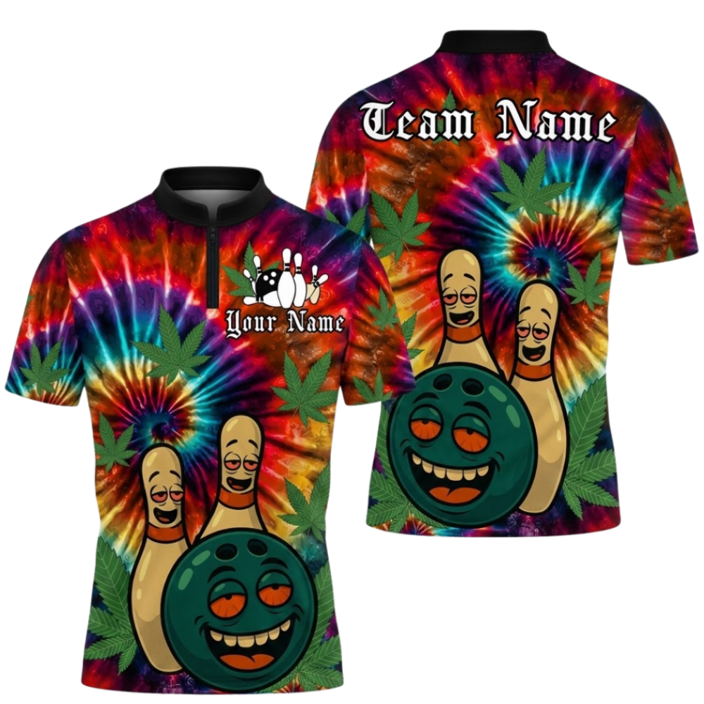 Custom Tie Dye Funny Ball Pins Bowling Polo Shirt Mens, Custom Tie Dye Bowling Team Shirts BZ0584