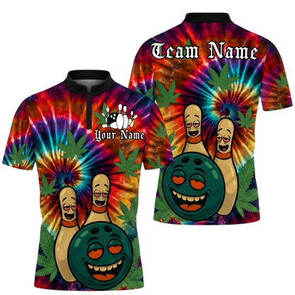 Custom Tie Dye Funny Ball Pins Bowling Polo Shirt Mens, Custom Tie Dye Bowling Team Shirts BZ0584