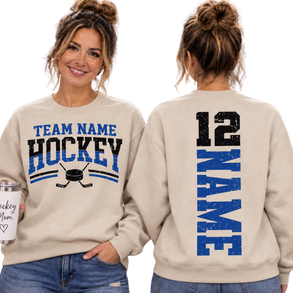 Custom Team Hockey Sweatshirt With Name And Number, Personalized Hockey Team Sweatshirt 2D1244