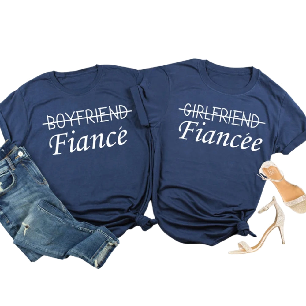 Fiance Fiancee Matching Engagement T Shirt For His And Her, Matching Wedding Couple T Shirts ET0817