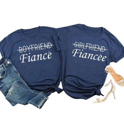Fiance Fiancee Matching Engagement T Shirt For His And Her, Matching Wedding Couple T Shirts ET0817