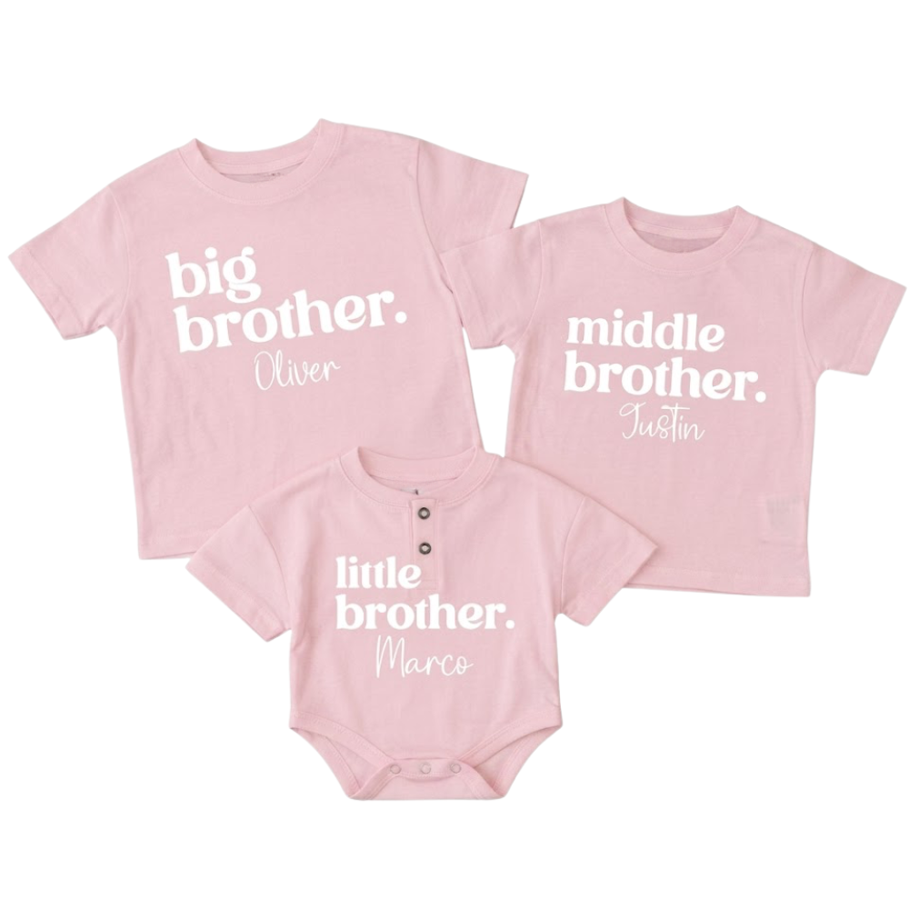Personalized Big Brother Middle Brother Little Brother Matching Siblings T Shirt, Custom Brother Sibling Matching Shirts ET1202