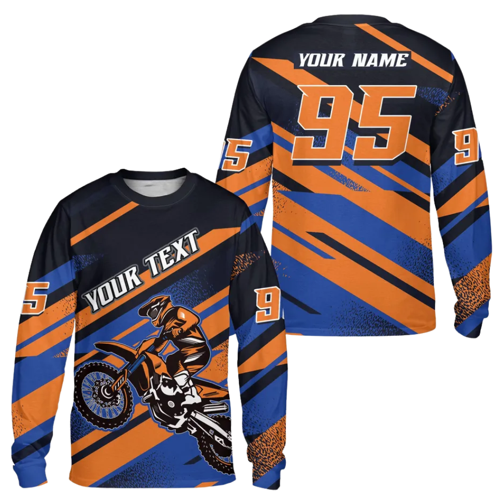 Custom Rider Green Black Dirt Bike Long Sleeve Men Jersey, Custom Racing Dirt Bike Jerseys MZ0094