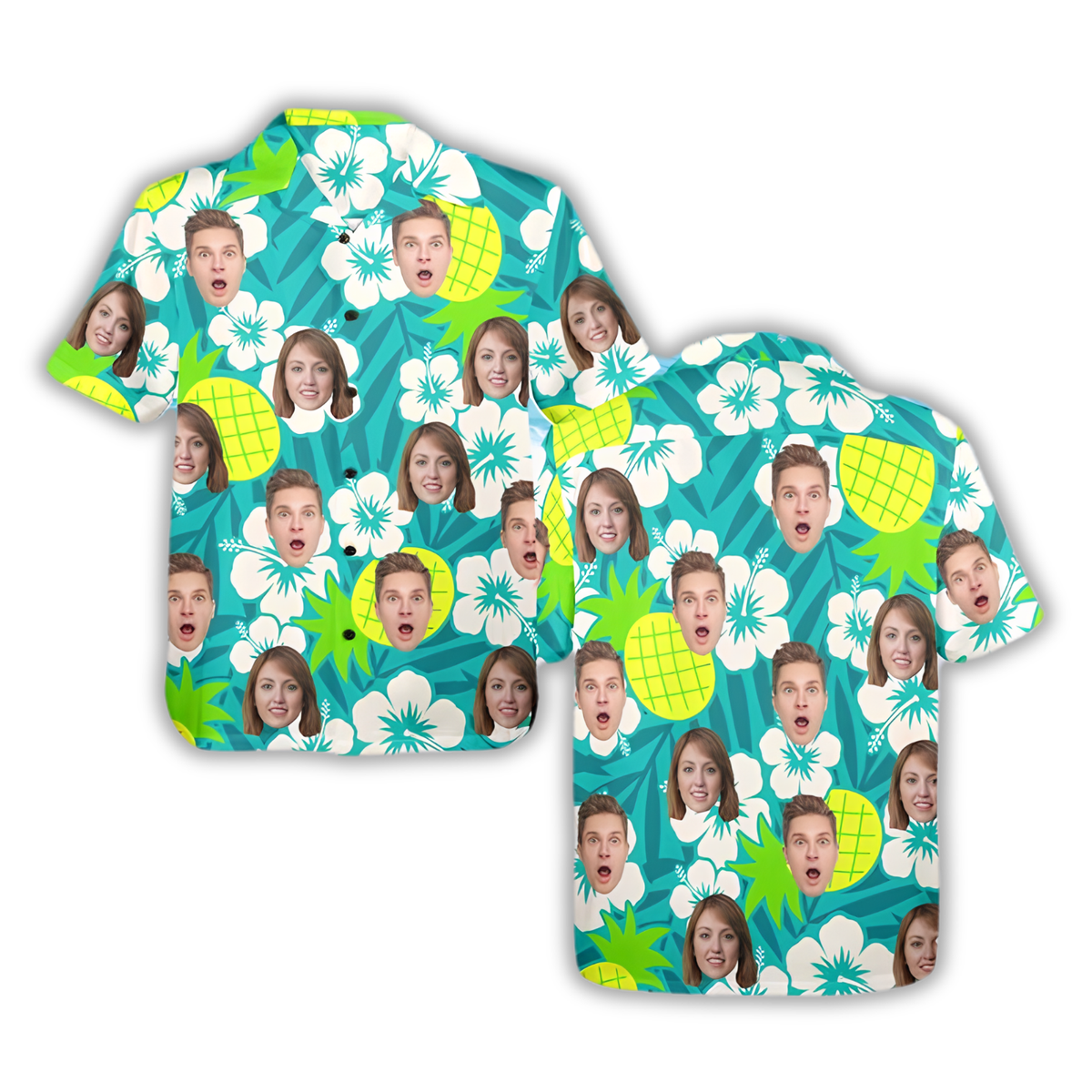 Custom Photo Christmas Tropical Hawaiian Shirt For Men Women, Custom Funny Faces Christmas Hawaiian Shirt HE0880
