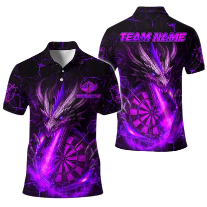 Custom Dragon Flame Dart Men's Polo Shirt, Custom Dragon Darts Shirt For Team DE0092