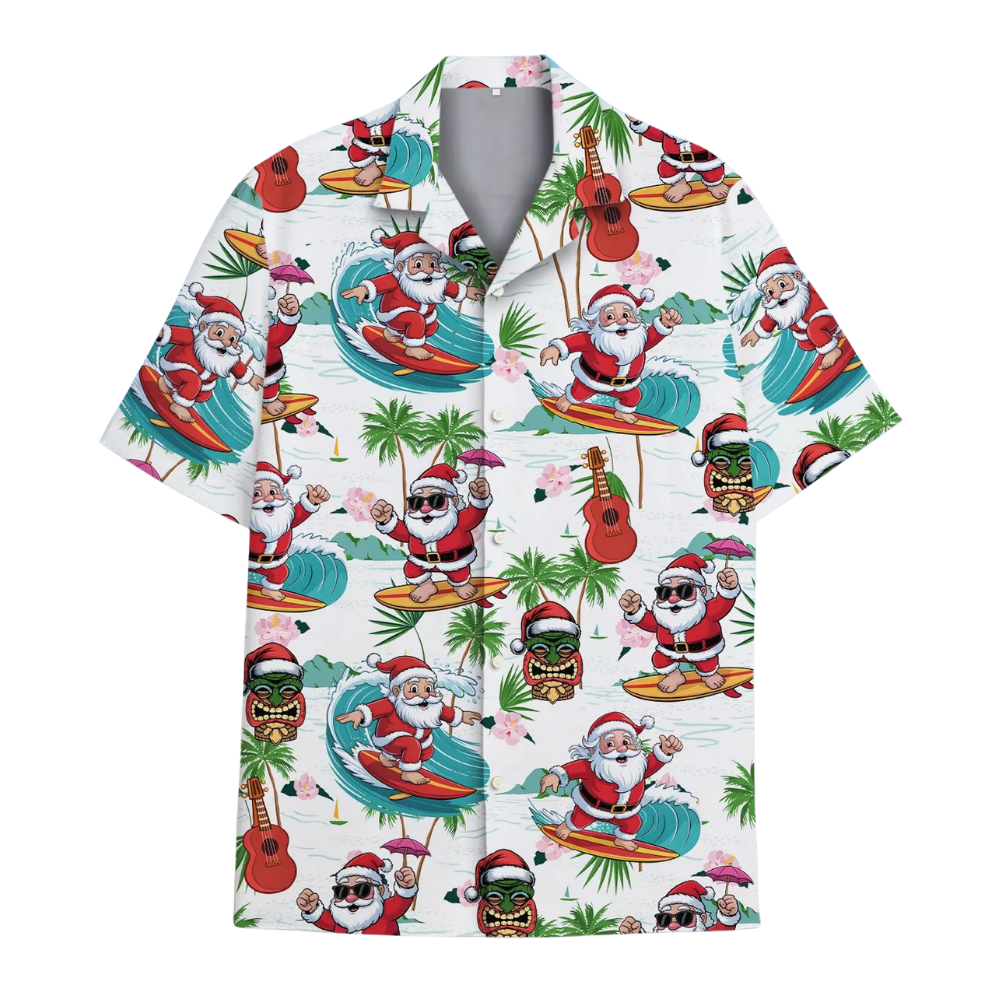 Tropical Santa Surfing Hawaiian Shirt For Men And Women, Christmas In July Hawaiian Shirts HE0464