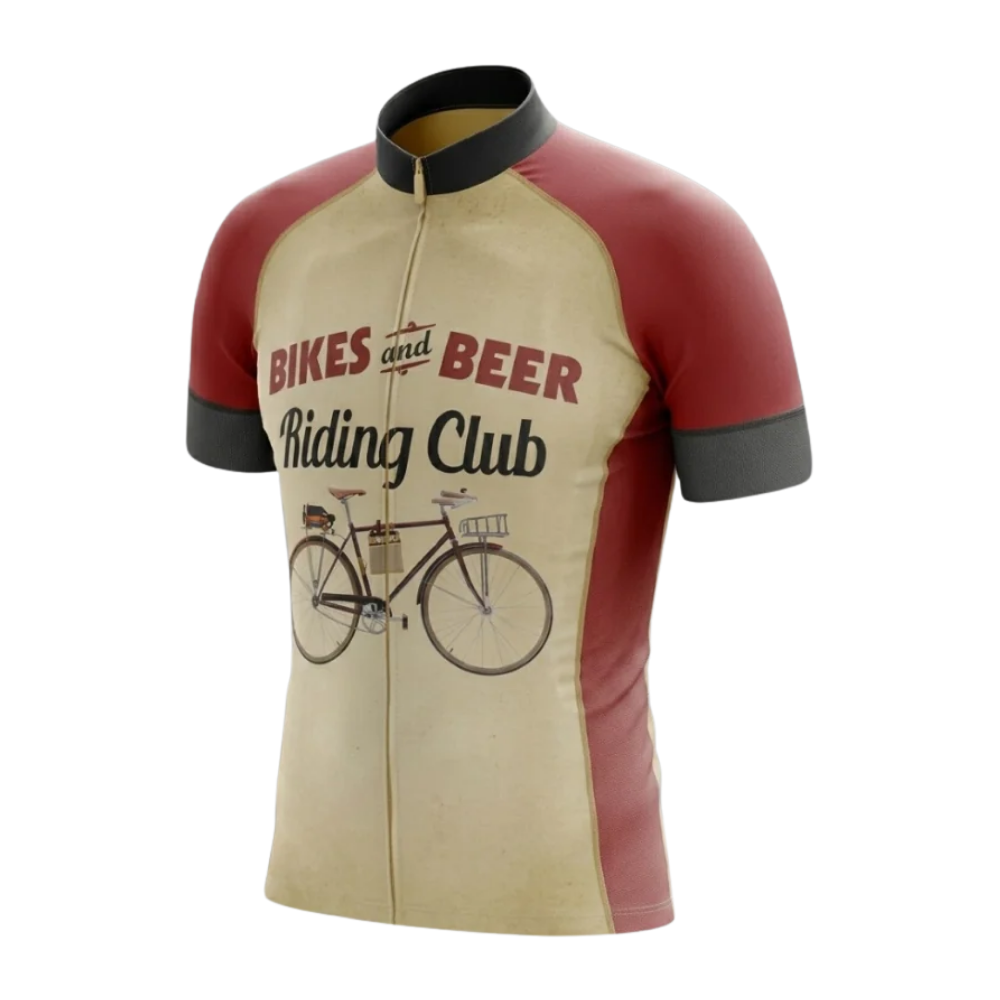 Bike And Beer Riding Club Cycling Short Sleeve Jersey Mens, Beer Cycling Jersey CG0832