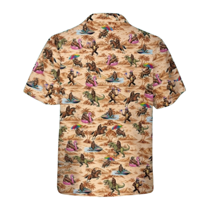 Bigfoot Dinosaur Men Hawaiian Shirt, Sasquatch Western Hawaiian Shirt HE0580