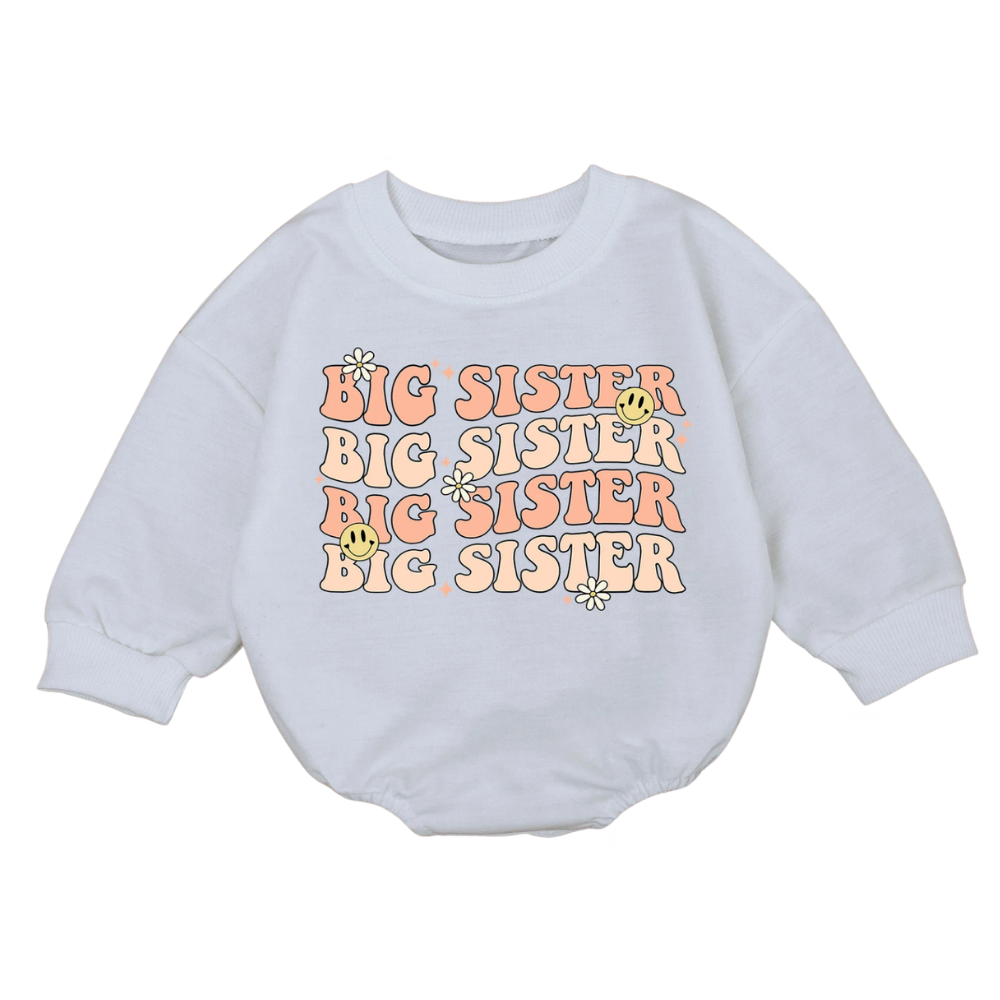 Big Sister Baby Romper Sweatshirt, Baby Big Sister Romper Sweatshirt BB0701