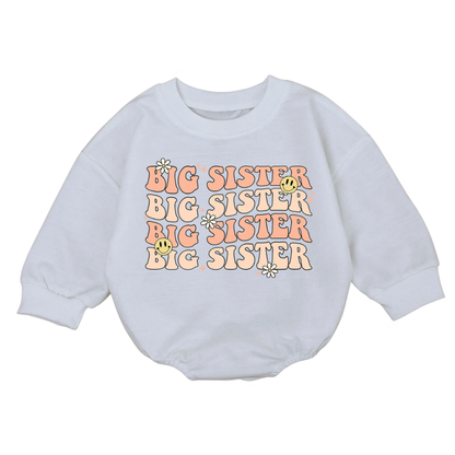 Big Sister Baby Romper Sweatshirt, Baby Big Sister Romper Sweatshirt BB0701