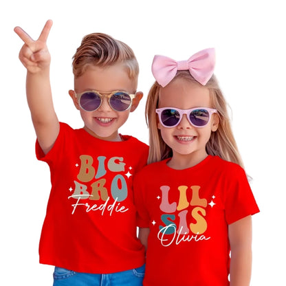 Big Bro Lil Sis Custom Name Matching Sibings T Shirts, Custom Matching Brother And Sister Family Shirts ET0223