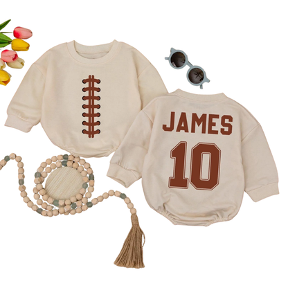 On Sunday We Watch Football With Daddy Custom Baby Romper Sweatshirt, Custom Baby Football Romper Sweater BB0520