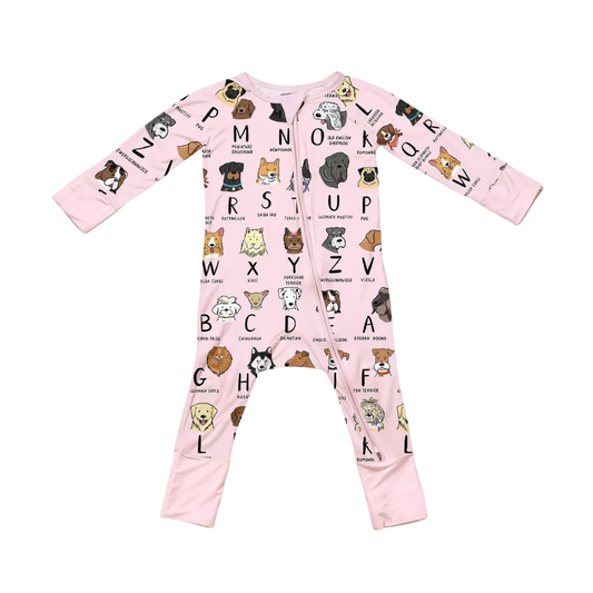 Dog Alphabet Baby Romper Convertible Zipper, Dog Lover Baby Romper Convertible BB0826