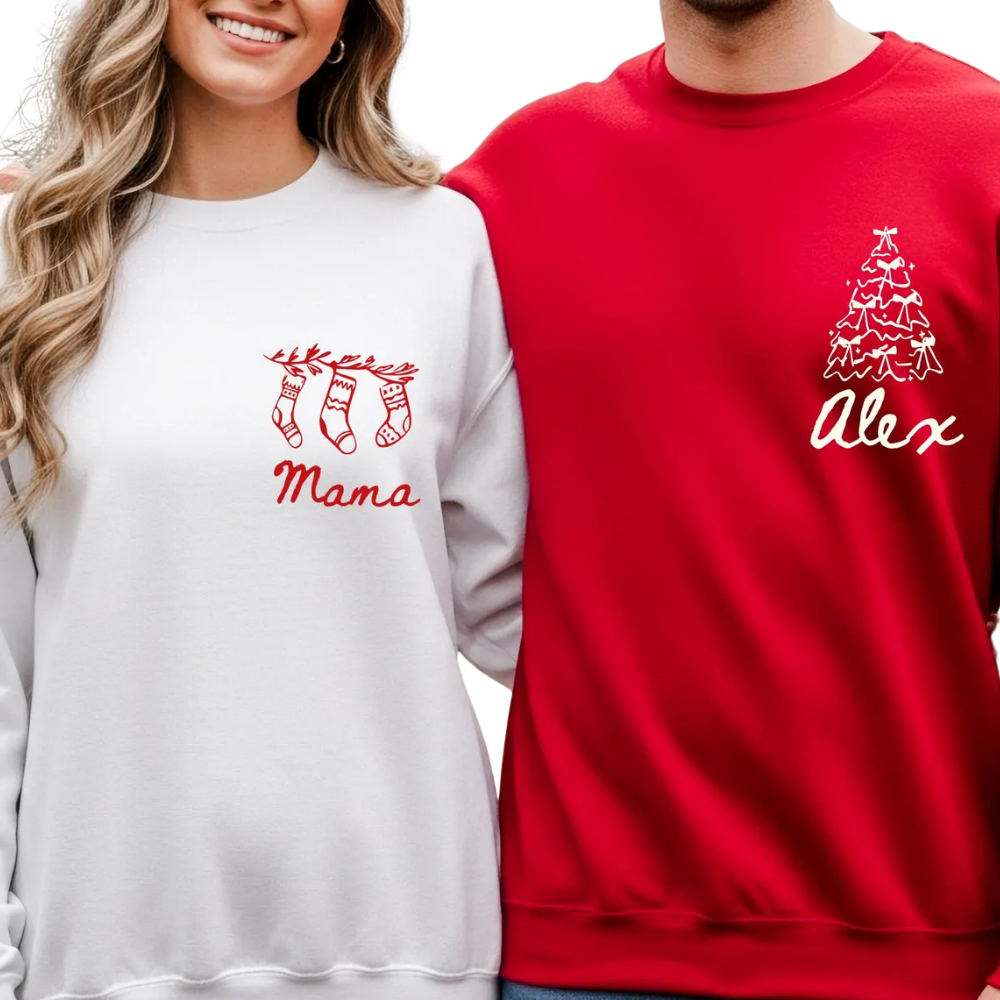 Christmas Crew Custom Family Name Matching Sweatshirt, Custom Christmas Sweashirt For Family ET1676
