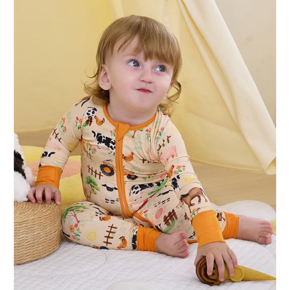 Farm Animal Baby Convertible Zippy Romper, Animal Farm Baby Romper Convertible BB0420