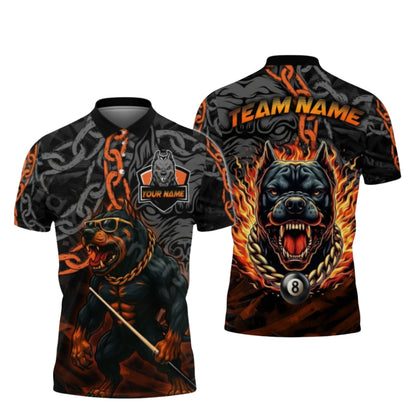 Custom Pitbull 8 Ball Billiard Men's Polo Shirts, Custom Pitbull Billiard Shirts For Team BIZ0271