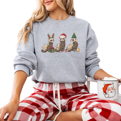 Women's Ferret Christmas Sweatshirt, Ferret Lover Sweatshirt 2D0628