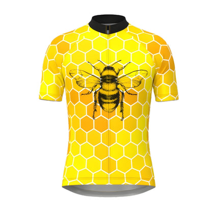 Bee Yellow Cycling Short Sleeve Jersey For Men, Men's Bee Cycling Jerseys CZ0073