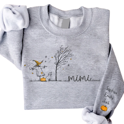 Personalized Mimi Pumpkin Fall Sweatshirt With Kids Names, Custom Fall Sweatshirt For Grandmother 2D1015