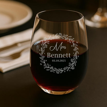 Personalized Wedding Bride And Groom Wine Whiskey Glasses, Personalised Wedding Glass Set WD0021