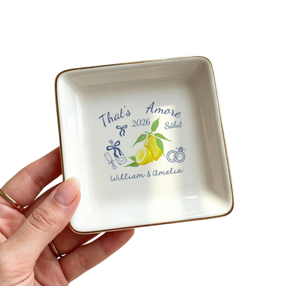 That's Amore Lemon Custom Engagement Ring Dish, Custom Lemon Engagement Jewelry Dish WD0477