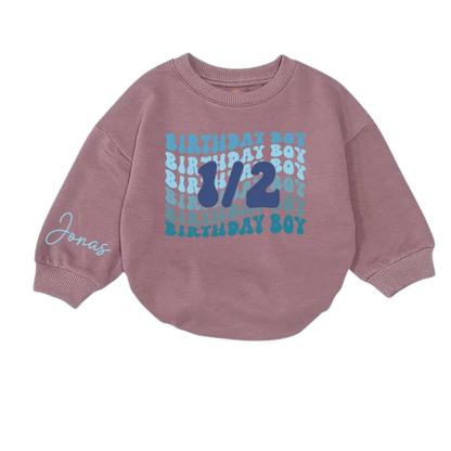 Personalized 1/2 Birthday Boy Baby Romper Sweatshirt, Custom Half Birthday Romper Baby Sweater BB0470