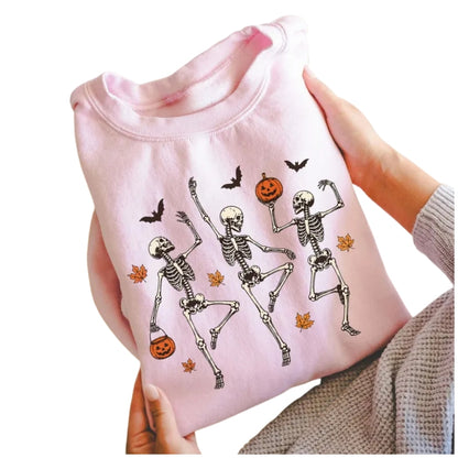 Skeleton Dancing Pumpkin Sweatshirt, Halloween Skull Sweatshirts 2D0944