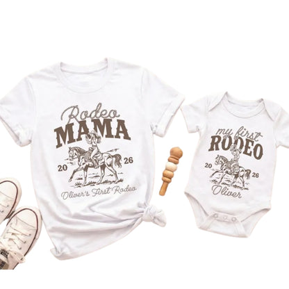 My First Rodeo Personalized First Birthday Cowboy Family Matching Shirts, Custom Family Western 1st Birthday Shirts ET0882