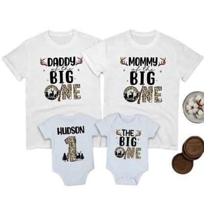 Daddy Mommy Of The Big One Personalized Matching First Birthday Hunting Family T Shirt, Custom Hunting 1st Birthday Family Shirts ET1079
