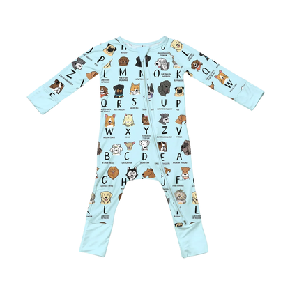 Dog Alphabet Baby Romper Convertible Zipper, Dog Lover Baby Romper Convertible BB0826