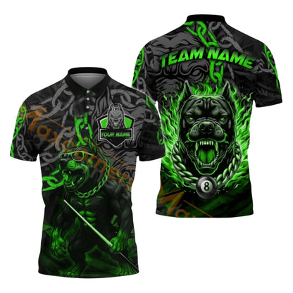 Custom Pitbull 8 Ball Billiard Men's Polo Shirts, Custom Pitbull Billiard Shirts For Team BIZ0271