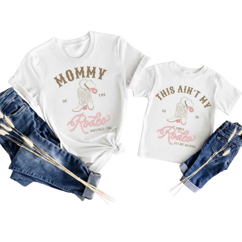 This Ain't My First Rodeo Custom Cowgirl Birthday Matching Family T Shirts, Custom 2nd Birthday Western Family Shirts ET0437