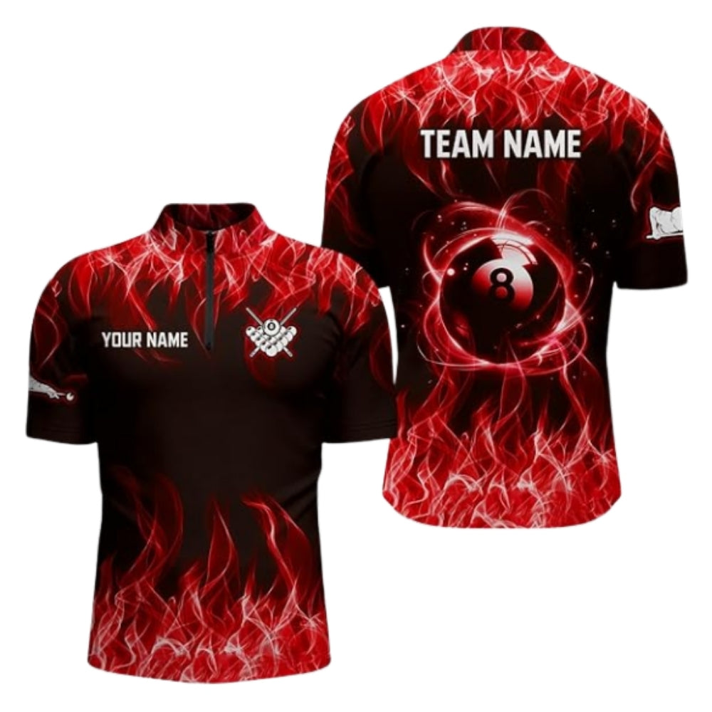 Custom Blue Flame 8 Ball Jersey For Mens, Custom Flame Billiard Team Shirts BIZ0261