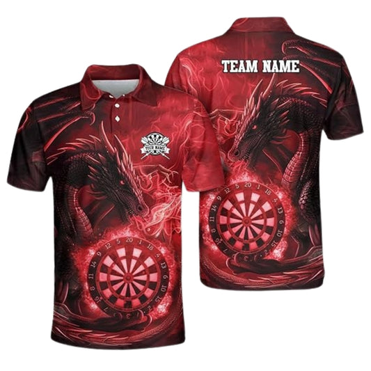 Custom Red Dragon Dart Polo Shirt Mens, Custom Dragon Darts Shirts For Team DZ0032