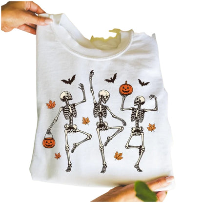 Skeleton Dancing Pumpkin Sweatshirt, Halloween Skull Sweatshirts 2D0944